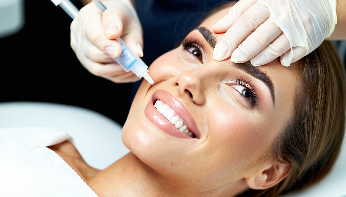 A smiling woman with radiant skin receiving a Reju